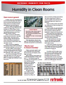 Facts about Humidity in Clean Rooms
